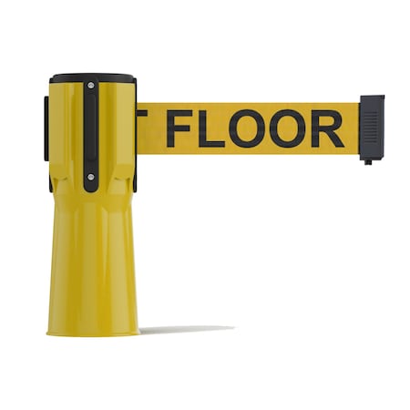 Montour Line Retractable Belt Barrier Cone Mount Yellow Case 9ft. Y.Wet.Belt CP100-YW-CAWETYB-90